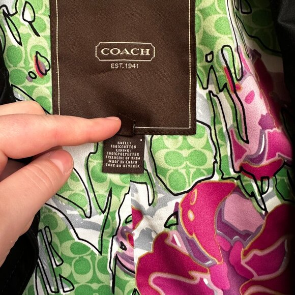 COACH Navy Blue, Fully Lined, Trench/ Car Coat SZ M - Picture 3 of 5